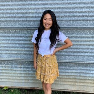 Yellow Floral Mini Skirt